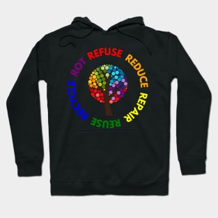 Refuse Reduce Repair Reuse Recycle Rot - Rainbow Tree Hoodie